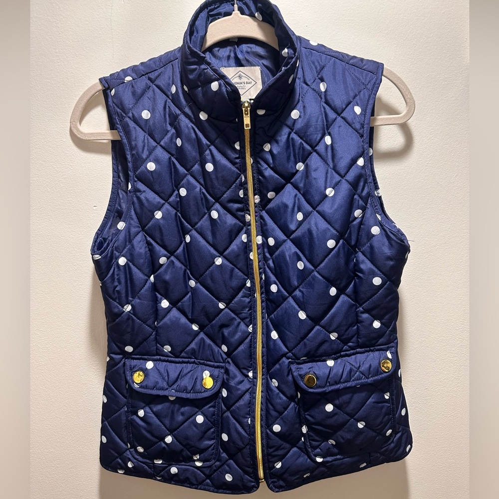 St. John's Bay Blue and White Polka Dot Vest